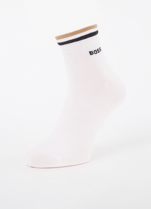 BOSS Set van twee paar korte sokken met kenmerkend gestreepte boorden - detail 2 white-100 / wit