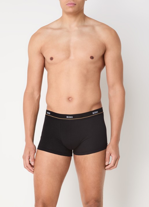 BOSS Set van vijf korte boxershorts met logotailleband van stretchkatoen - voorkant 3 donkerblauw