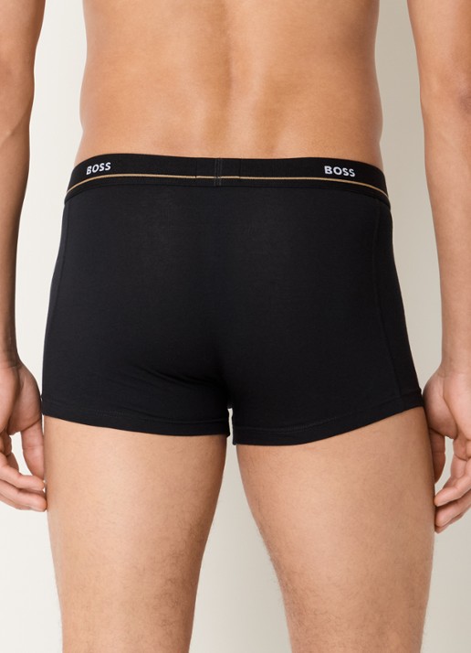 BOSS Set van vijf korte boxershorts met logotailleband van stretchkatoen - achterkant zwart