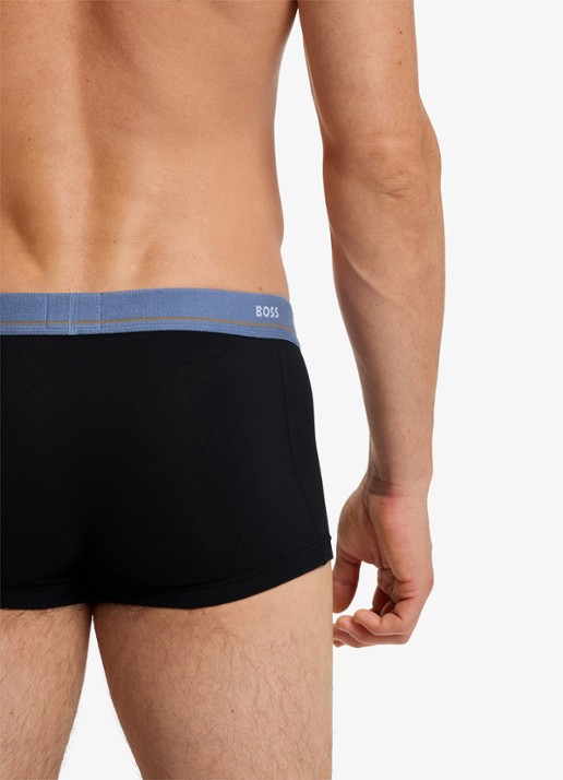BOSS Set van vijf korte boxershorts met logotailleband van stretchkatoen - detail 4 legergroen