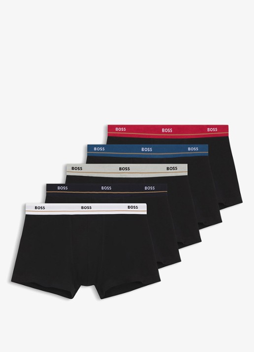 BOSS Set van vijf korte boxershorts met logotailleband van stretchkatoen - voorkant 5 open miscellaneous-963