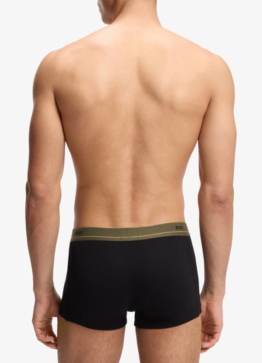 BOSS Set van vijf korte boxershorts met logotailleband van stretchkatoen - achterkant 5 black-003 / zwart