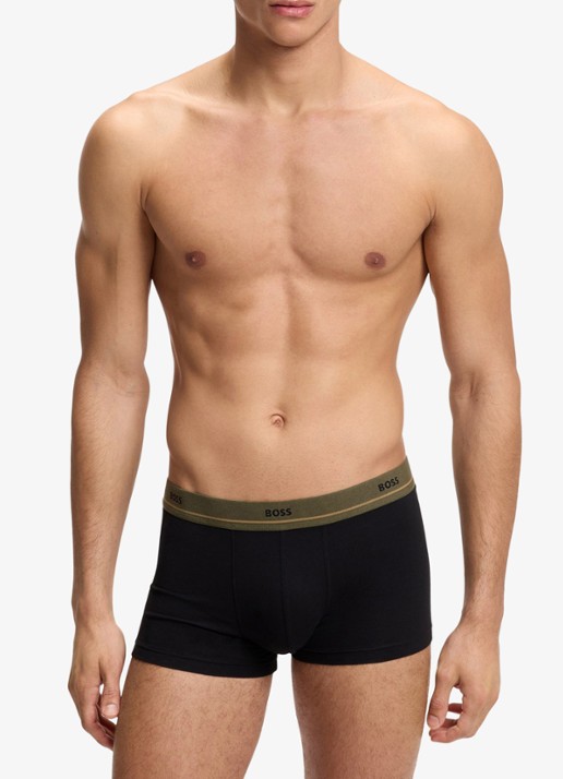 BOSS Set van vijf korte boxershorts met logotailleband van stretchkatoen - voorkant 2 black-003 / zwart