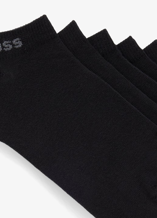 BOSS Set van vijf paar enkelsokken met logodetails - voorkant 3 zwart
