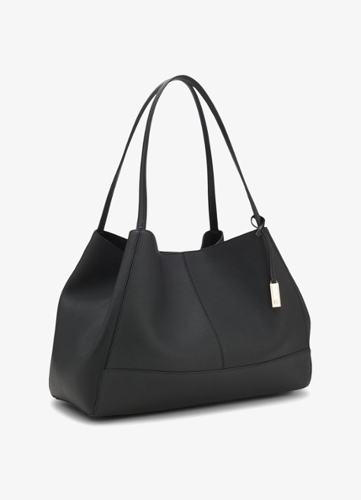 BOSS  Shopper van leer met uitneembaar etui - detail 3 zwart