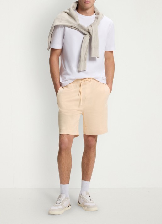 BOSS Short van katoenen sweatstof met logopatch - voorkant 3 light/pastel orange-837 / oranje