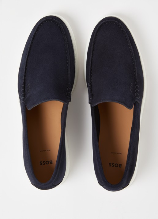 BOSS Sienne loafer van suède - detail 4 donkerblauw