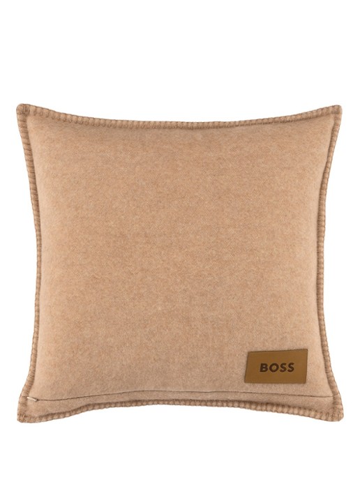 BOSS Signature sierkussenhoes in wolblend 45 x 45 cm - achterkant beige