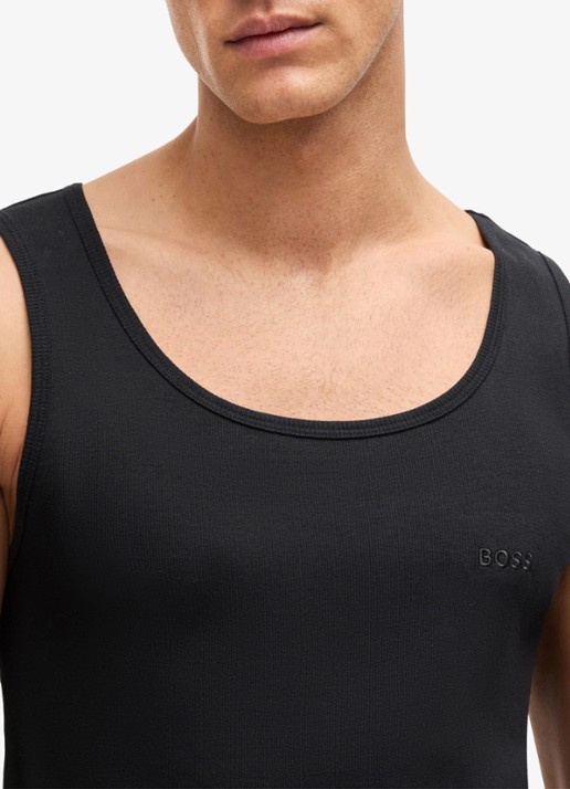 BOSS Singlet met logo in 3-pack   - detail 2 zwart