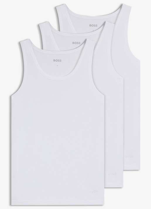 BOSS Singlet van katoen in 3-pack - voorkant wit