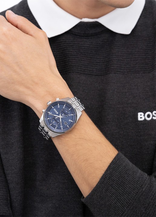 BOSS Skytraveller horloge HB1514216  - voorkant 2 zilver