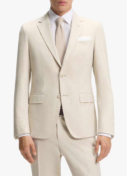 BOSS Slim fit 2-delig pak in wolblend - voorkant 3 open beige-286 / beige