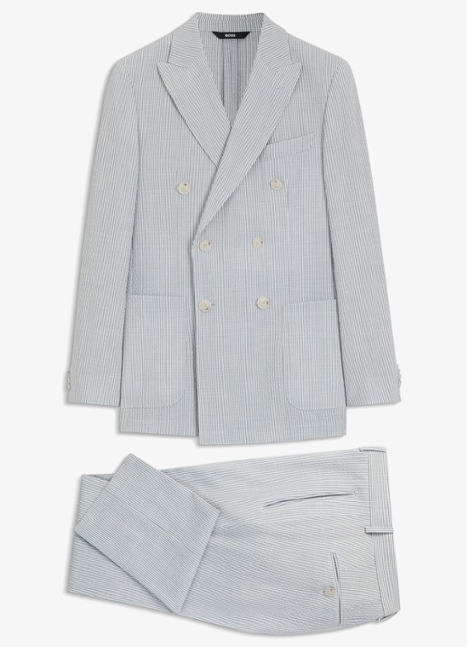 BOSS Slim fit 2-delig pak in wolblend - voorkant 7 lichtblauw