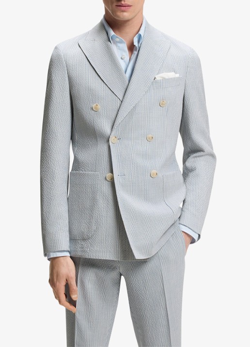 BOSS Slim fit 2-delig pak in wolblend - voorkant 8 lichtblauw