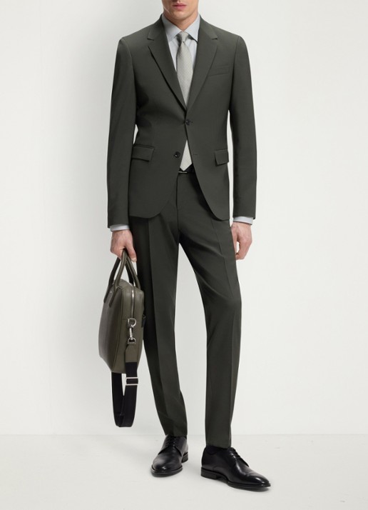 BOSS Slim fit 2-delig pak in wolblend - detail 2 groen