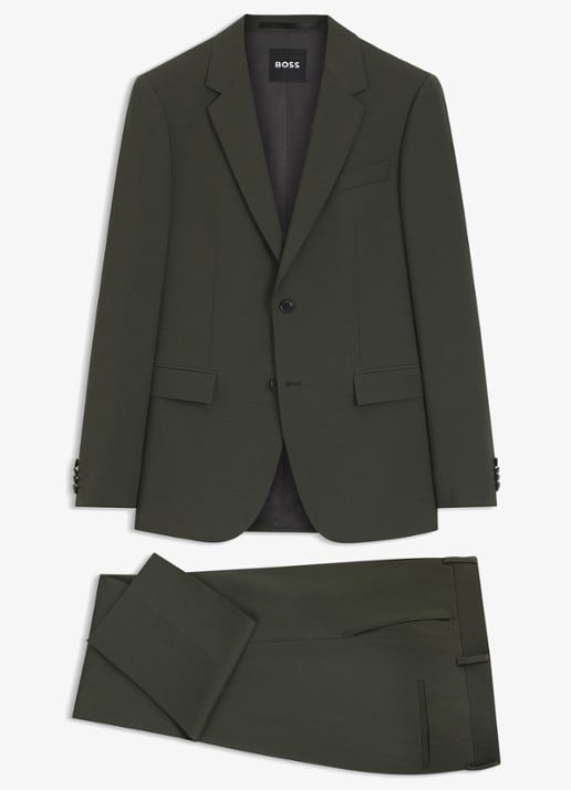 BOSS Slim fit 2-delig pak in wolblend - voorkant 7 groen