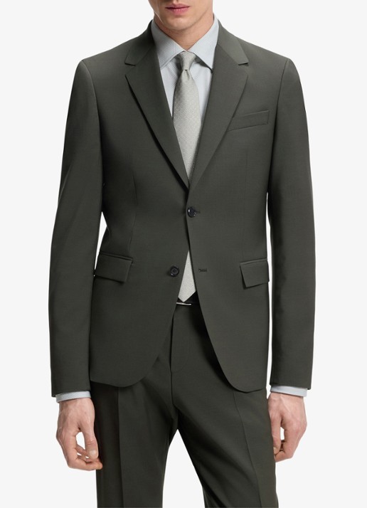 BOSS Slim fit 2-delig pak in wolblend - voorkant 8 groen