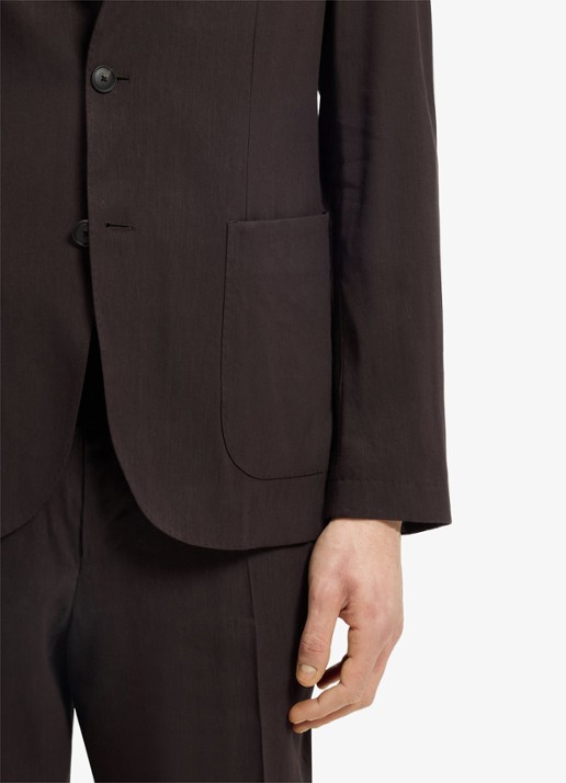 BOSS Slim fit blazer in linnenblend - detail 6 donkerbruin
