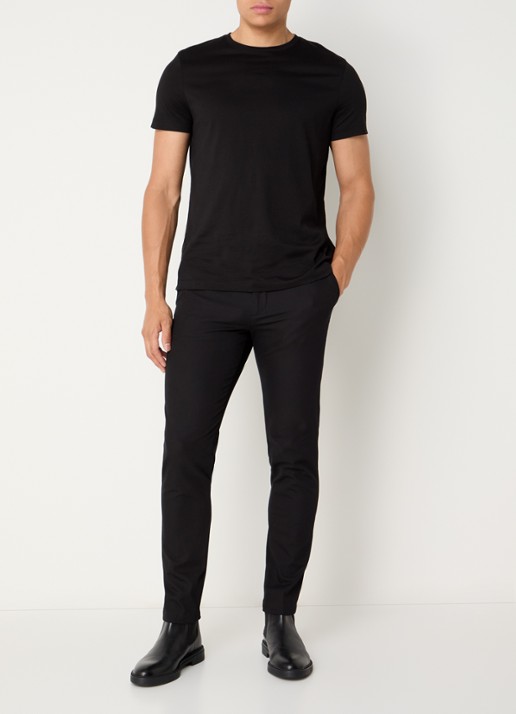 BOSS Slim-fit broek van een katoenmix met stretch - voorkant 5 zwart