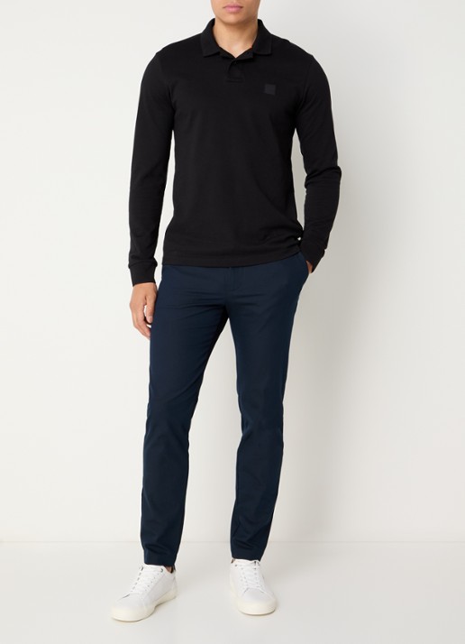 BOSS Slim-fit broek van een katoenmix met stretch - voorkant 3 dark blue-404 / blauw