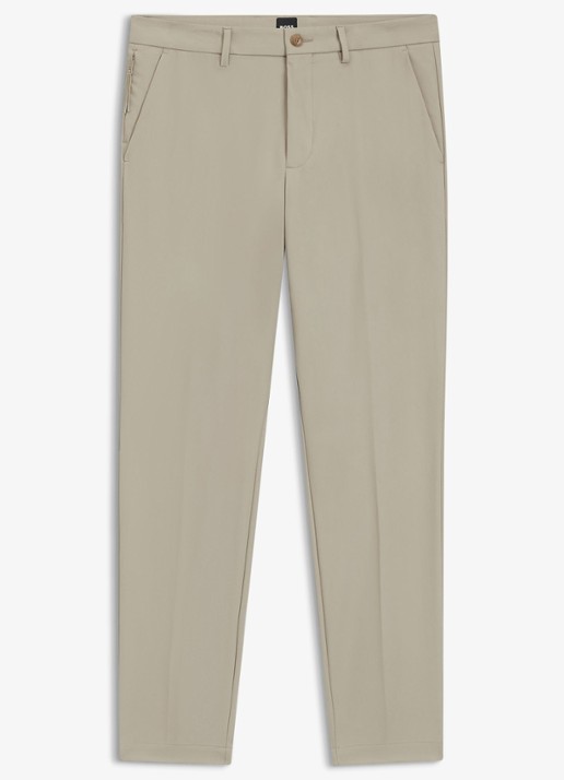 BOSS Slim-fit broek van een katoenmix met stretch - voorkant open beige-294 / beige