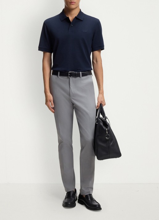 BOSS Slim-fit broek van een katoenmix met stretch - voorkant 5 silver-047 / zilver