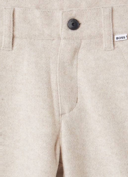 BOSS Slim fit broek van flanel - detail beige