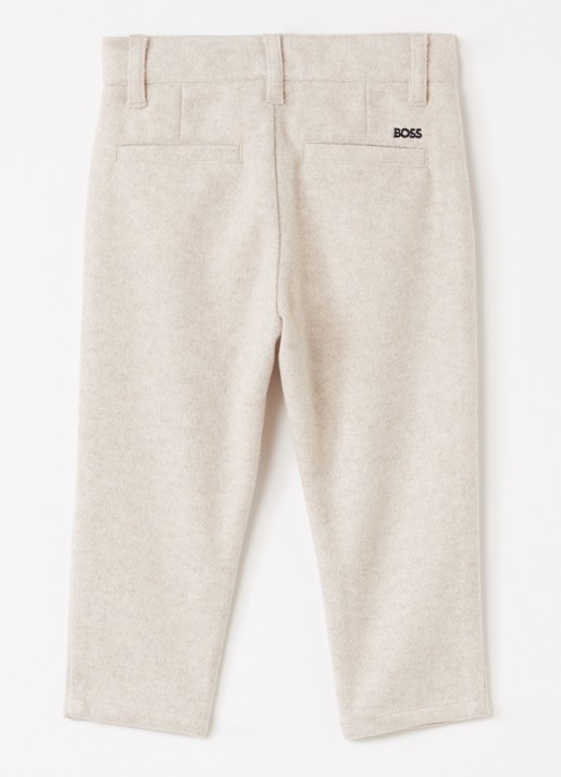 BOSS Slim fit broek van flanel - voorkant 3 beige