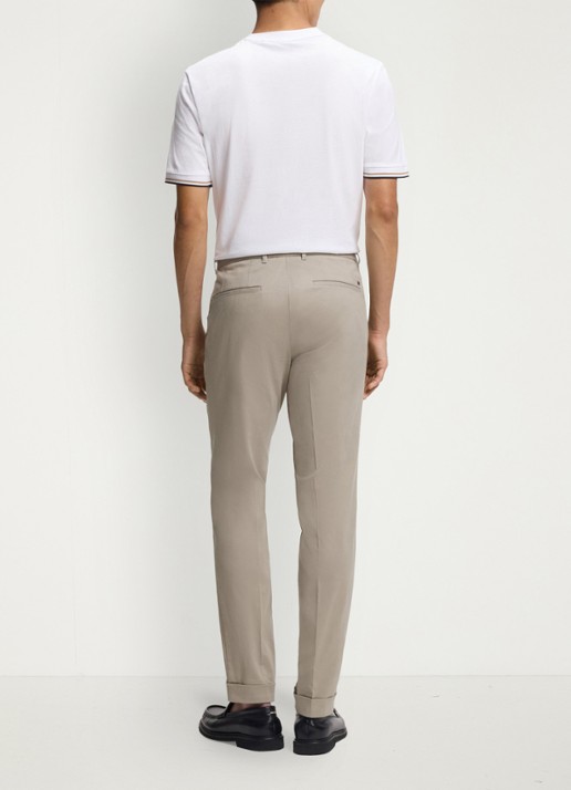 BOSS Slim-fit broek van wasbaar stretchkatoen - detail 5 beige