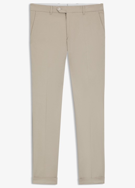 BOSS Slim-fit broek van wasbaar stretchkatoen - voorkant beige