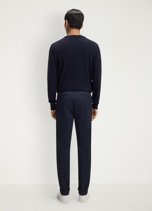 BOSS Slim-fit broek van wasbaar stretchkatoen - achterkant donkerblauw