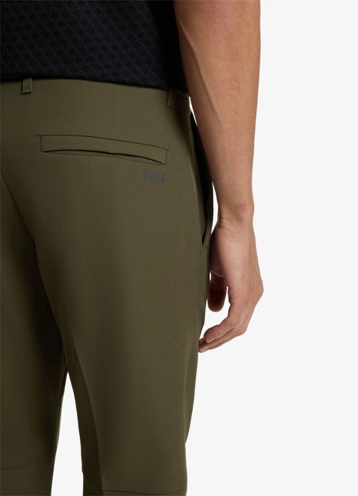 BOSS Slim-fit broek van waterafstotend stretchmateriaal - detail 5 open green-347 / groen