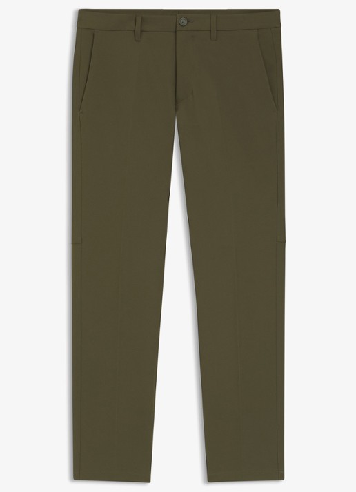 BOSS Slim-fit broek van waterafstotend stretchmateriaal - voorkant open green-347 / groen