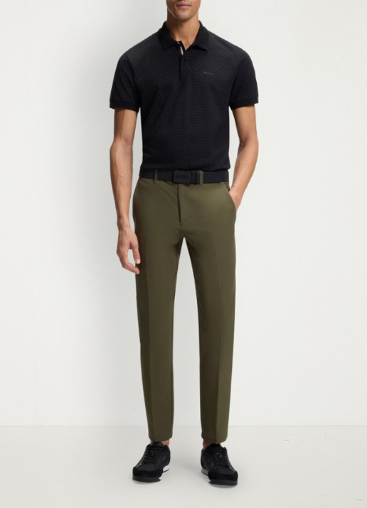 BOSS Slim-fit broek van waterafstotend stretchmateriaal - voorkant 2 open green-347 / groen