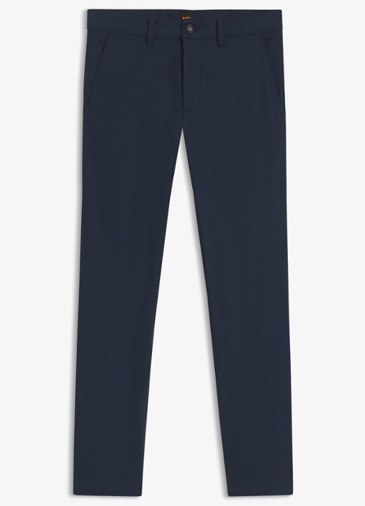 BOSS Slim fit chino met steekzakken - voorkant donkerblauw