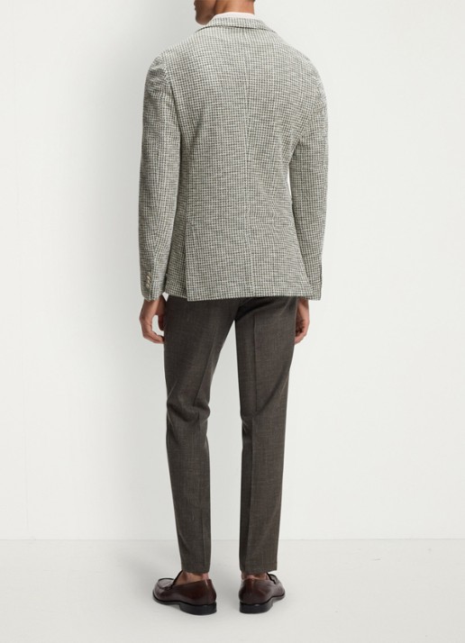 BOSS Slim fit colbert in katoenblend - achterkant 5 lichtgroen