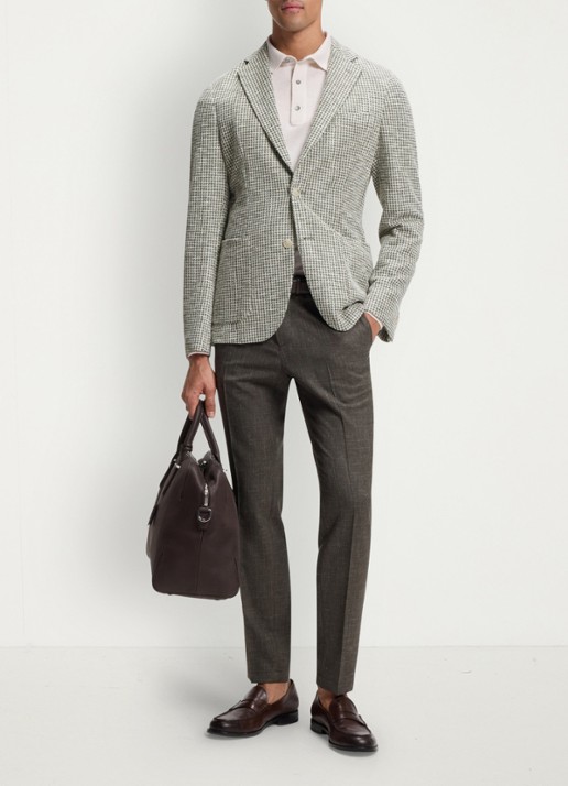 BOSS Slim fit colbert in katoenblend - voorkant 2 lichtgroen