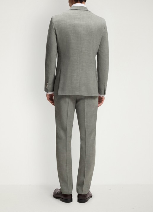 BOSS Slim fit colbert in wolblend met klepzakken - achterkant 6 grijs
