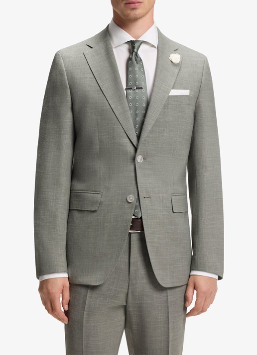BOSS Slim fit colbert in wolblend met klepzakken