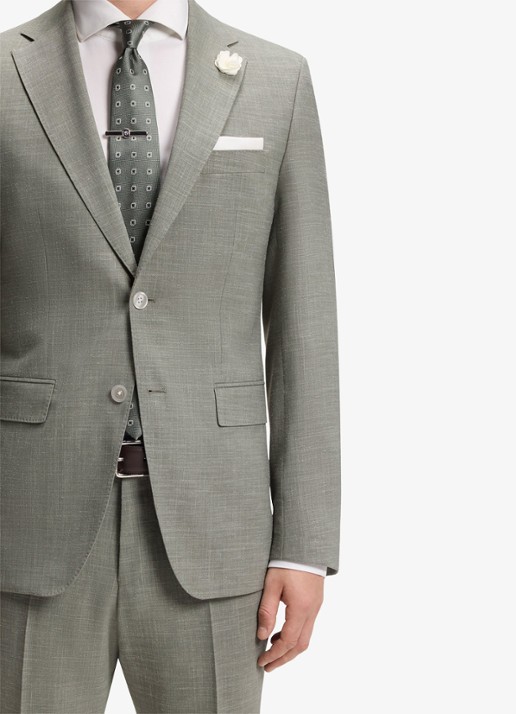 BOSS Slim fit colbert in wolblend met klepzakken - detail 4 grijs