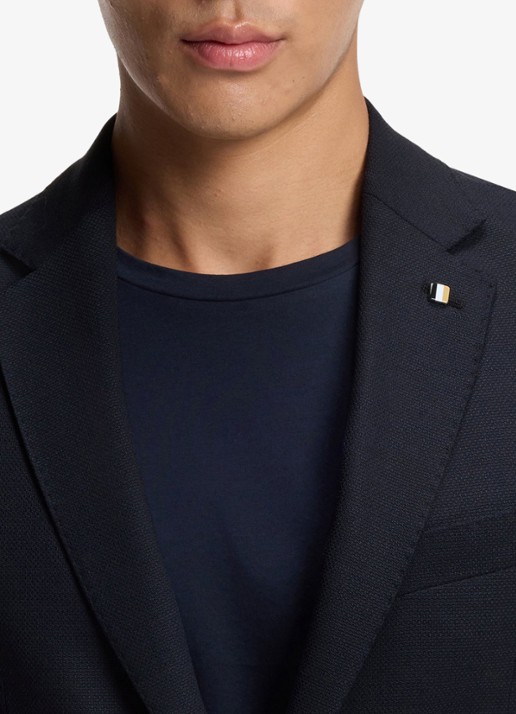 BOSS Slim fit colbert in wolblend - detail 5 donkerblauw