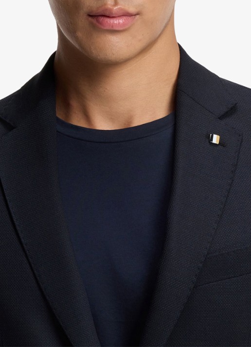 BOSS Slim fit colbert in wolblend - detail 3 donkerblauw