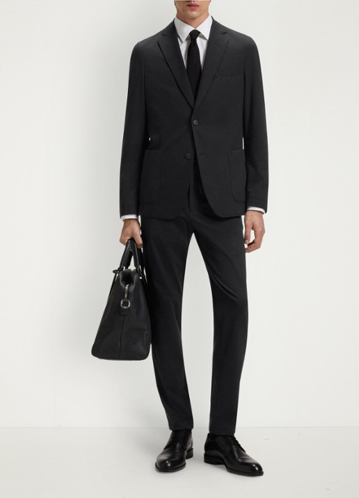 BOSS Slim fit colbert met borstzak - voorkant 2 zwart