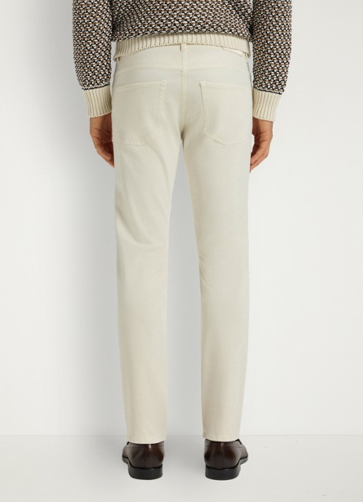 BOSS Slim-fit Delaware-broek van katoenen gabardine met stretch - achterkant wit