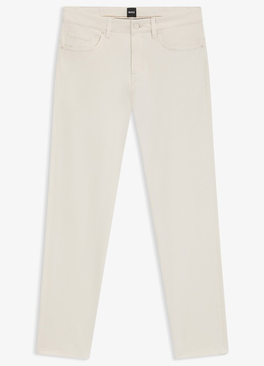 BOSS Slim-fit Delaware-broek van katoenen gabardine met stretch - voorkant 2 wit