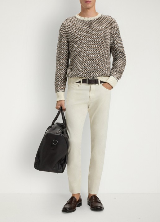 BOSS Slim-fit Delaware-broek van katoenen gabardine met stretch - voorkant 3 wit