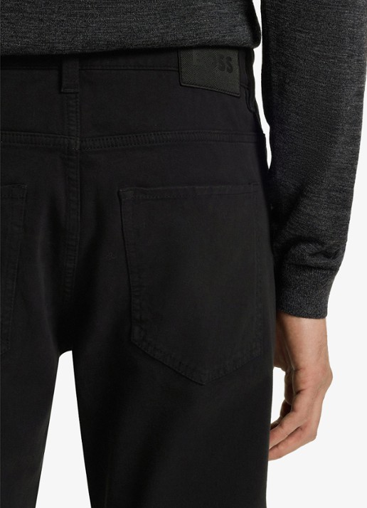 BOSS Slim-fit Delaware-broek van katoenen gabardine met stretch - detail 2 zwart