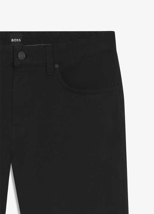 BOSS Slim-fit Delaware-broek van katoenen gabardine met stretch - detail 3 zwart