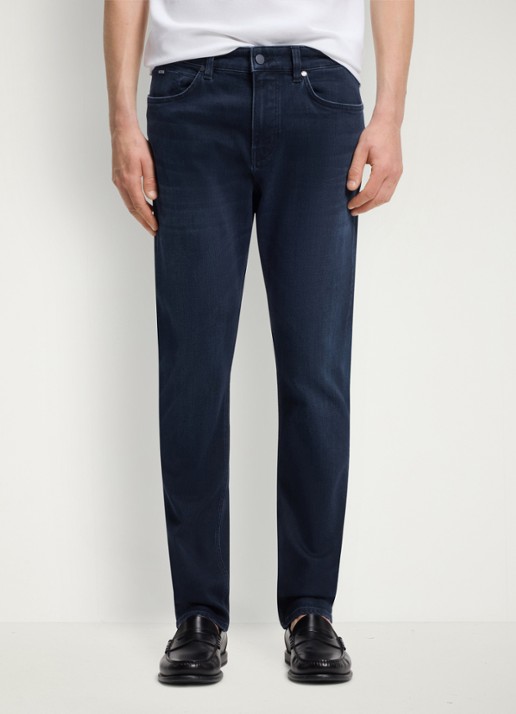 BOSS Slim fit jeans in katoenblend - detail 3 dark blue-403 / blauw