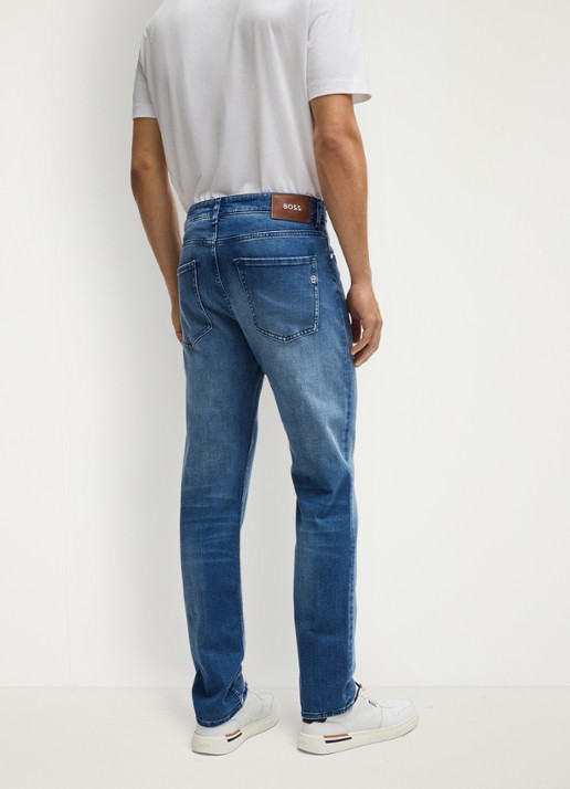 BOSS Slim fit jeans met medium wassing - detail 4 indigo